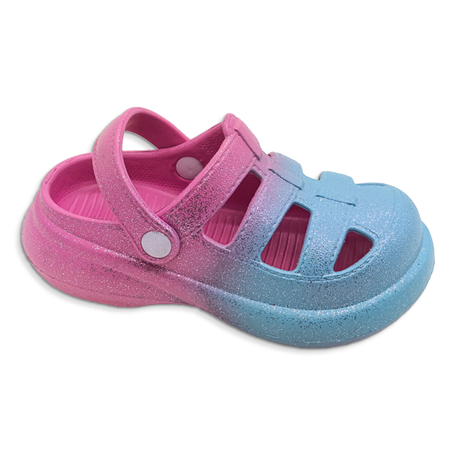 Children's Shoes EVA Closed Toe Sandals Summer Beach Shoes Gradient Color with Glitter