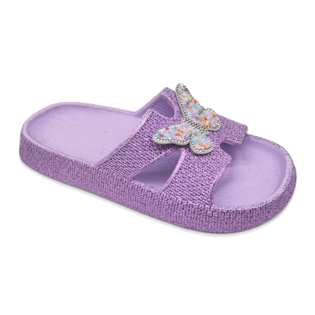 Children's EVA Shoes Solid Color with Glitter Waterproof Colorful Butterfly with Star Glitter Decoration Slippers