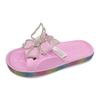 Women's EVA Slippers Shining Colorful Soles Sandal Summer Solid Color Slippers with Butterfly Decoration