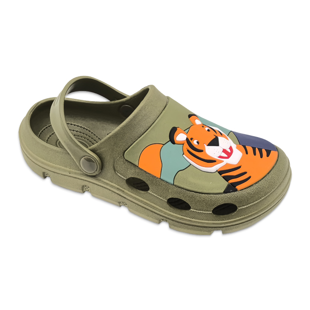 Children's EVA Shoes Solid Color Waterproof Cartoon Tiger Decoration Slippers
