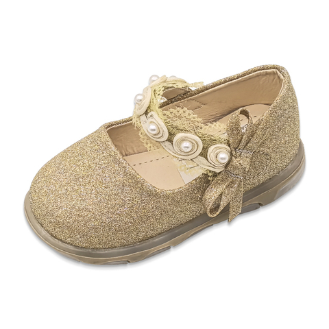 Baby Girls Cute Bow Single Shoes Princess Shoes Kids Pu Leather Soft Shoes with Little Flowers
