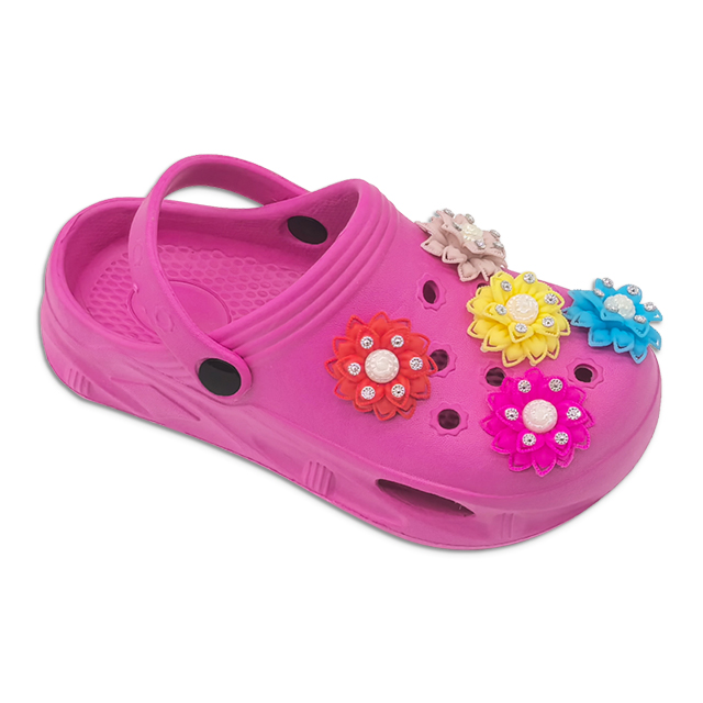 kid's EVA clog shoes cute clogs shoes for girls Non-Slip outdoor Shoes with Flower decoration