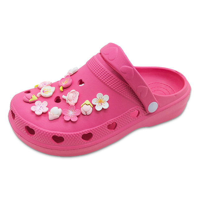 Slippers EVA Clogs Shoes for Women Garden Shoes Heart Shaped Design with Cherry Blossom Decoration on The Shoe Upper