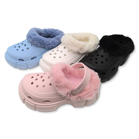 Plush Eva Furry Slipper Shoes for Women With Fur Winter Warm House Indoor 