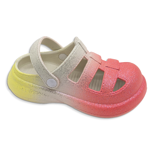 Children's Shoes EVA Closed Toe Sandals Summer Beach Shoes Gradient Color with Glitter