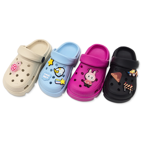 Kid’s EVA Shoes Cute Garden Shoes Baby Girls Solid Color Outdoor Sandals Slippers With Shoe Upper Decoration