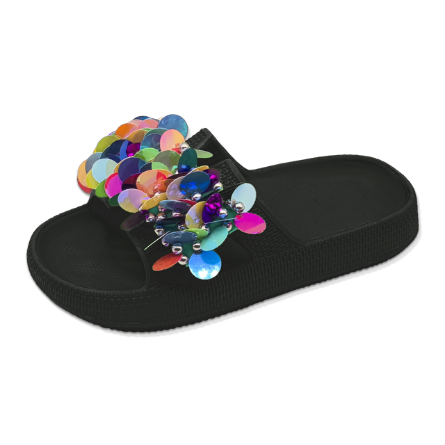 Children's EVA Shoes Solid Color Sole Waterproof Colorful Sequin And Bead Decoration Slippers