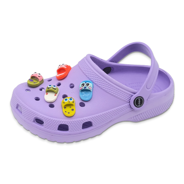 Kid's EVA Sandal Beach Garden Shoes with Super Cute Decorations Solid Color Garden Shoes for Girls
