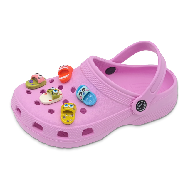Kid's EVA Sandal Beach Garden Shoes with Super Cute Decorations Solid Color Garden Shoes for Girls