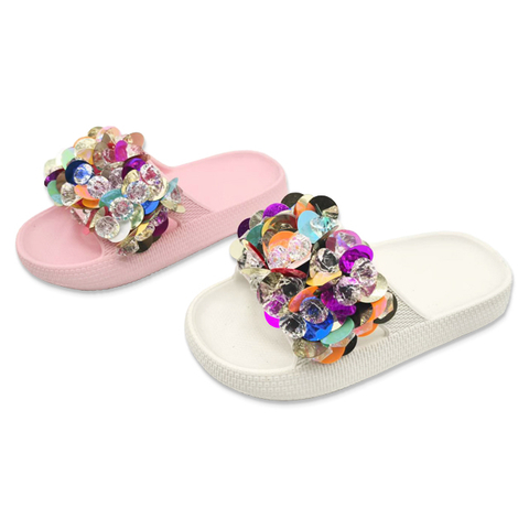Children's EVA Shoes Solid Color Sole Waterproof Colorful Sequined Slippers