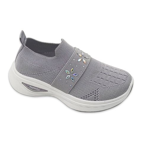 Kid's Injection Shoes Knitted Outdoor Breathable Shoes Casual with Shoe Upper Rhinestone Thick Soled Shoes