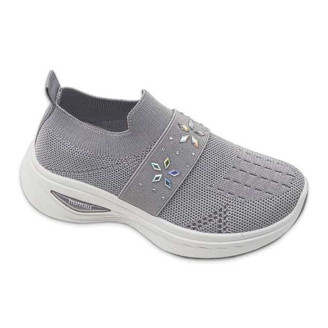 Kid's Injection Shoes Knitted Outdoor Breathable Shoes Casual with Shoe Upper Rhinestone Thick Soled Shoes