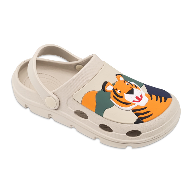 Children's EVA Shoes Solid Color Waterproof Cartoon Tiger Decoration Slippers