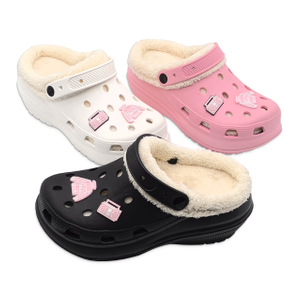 Women's EVA Shoes Garden Clogs Winter Cotton Slippers Thick Soled Increase Height Warm Woolen Shoes