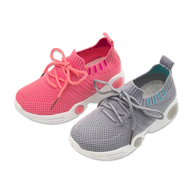 Kid's Injection Shoes Knitted Outdoor Lace-up Shoes Casual Sports Thick Soled Shoes