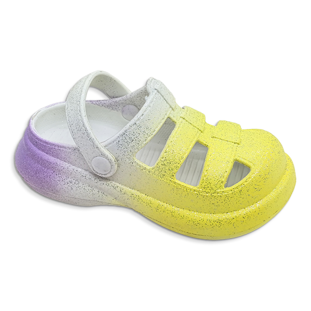 Children's Shoes EVA Closed Toe Sandals Summer Beach Shoes Gradient Color with Glitter