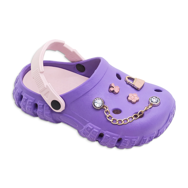 Kid's EVA Clogs Shoes Fashion Girls Shoes Sandals with Exquisite Accessories on The Shoe Upper