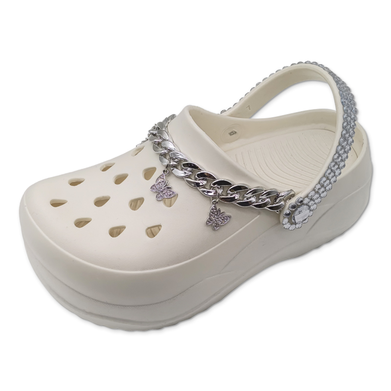 Women’s Eva Shoes with Thick Bottom Outdoor Summer Cute Girls Beach Slippers with Butterfly Chain