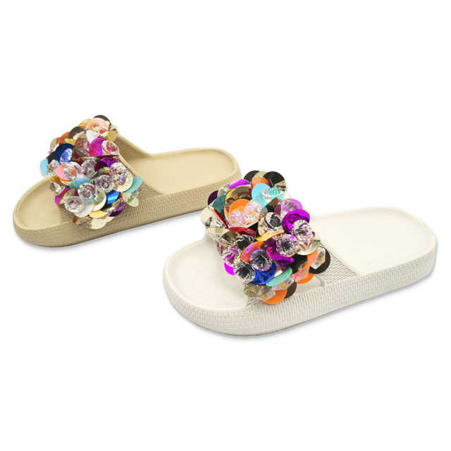 Children's EVA Shoes Solid Color Sole Waterproof Colorful Sequined Slippers