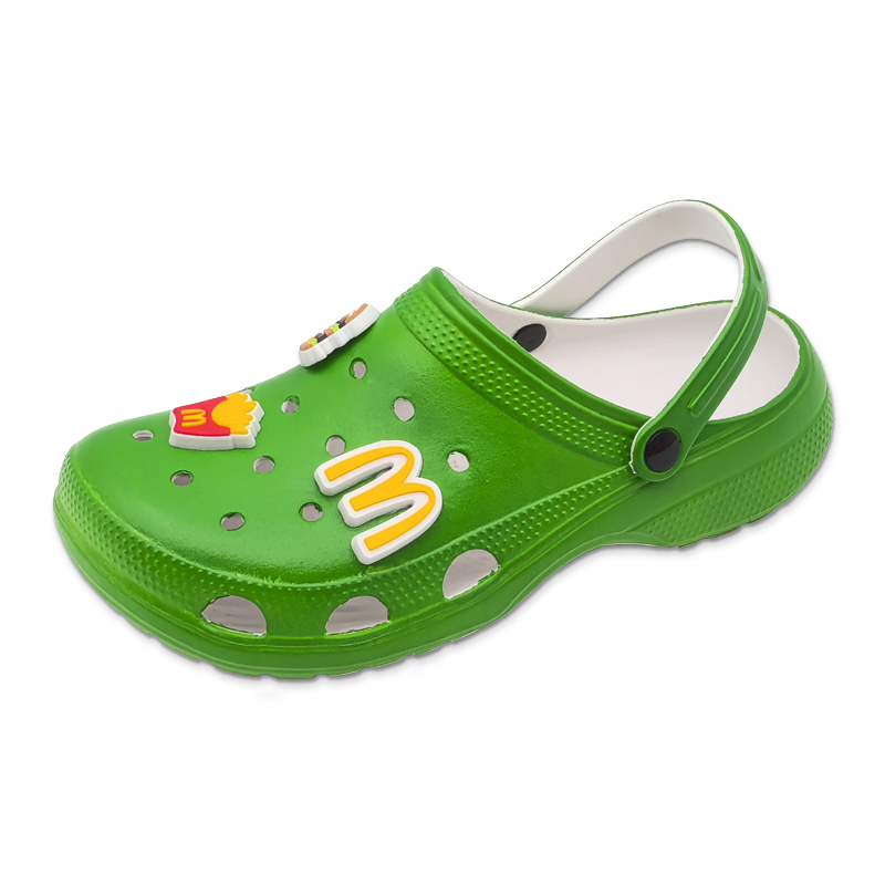 EVA Shoes Breathable Beach Garden Shoes for Men And Women Solid Color with Hamburger And French Fries Accessories