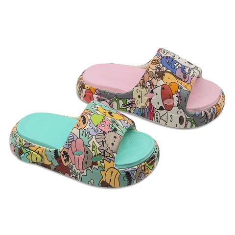 Children's EVA Slippers Cartoon Hand Drawn Illustration Decoration Home Shoes for Boys And Girls Summer Soft Indoor Outdoor Sandals