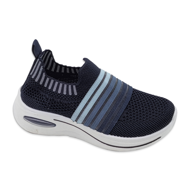 Kid's Injection Shoes Flying Knitted Mesh Thick Soled Fashionable Casual Sneakers with Stripe Decoration