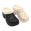 Women's EVA Shoes Garden Clogs Winter Cotton Slippers High-heeled Increase Height Warm Woolen Shoes