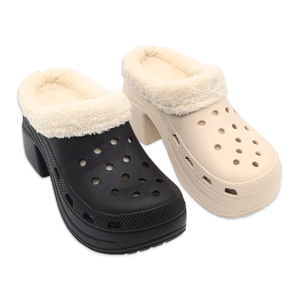 Women's EVA Shoes Garden Clogs Winter Cotton Slippers High-heeled Increase Height Warm Woolen Shoes