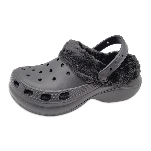 Women's EVA Shoes Solid Color Winter Cotton Slippers Thick Soled Increase Height Warm Woolen Shoes