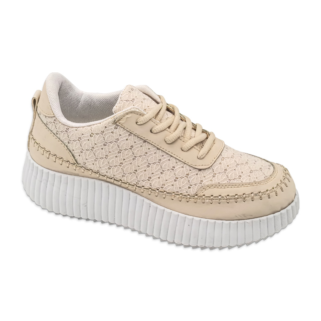 Women's Injection Sneaker Print Shoes with Lace-up Platform Thick Soled Walking Shoes