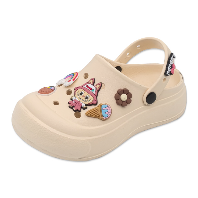 Women's EVA Classic Thick Soled Round Toe Shoes Garden Shoes With Labubu Decoration