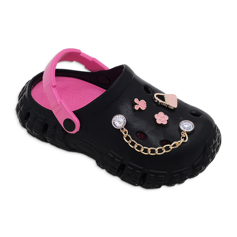 Kid's EVA Clogs Shoes Fashion Girls Shoes Sandals with Exquisite Accessories on The Shoe Upper