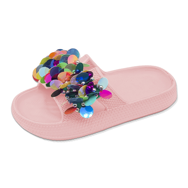 Children's EVA Shoes Solid Color Sole Waterproof Colorful Sequin And Bead Decoration Slippers