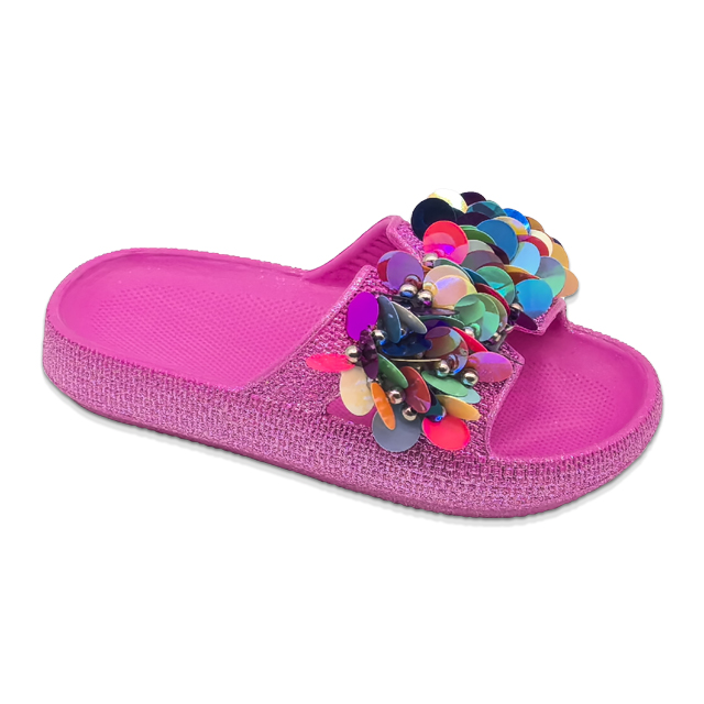 Children's EVA Shoes Solid Color Sole Waterproof Colorful Sequin And Bead Decoration Slippers