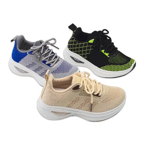 Kid's Injection Shoes Knitted Outdoor Mesh Sports Soft Sole Running Shoes for Boy And Girls Casual Two-tone Thick Soled Shoes