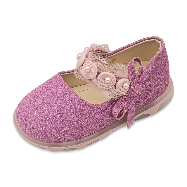 Baby Girls Cute Bow Single Shoes Princess Shoes Kids Pu Leather Soft Shoes with Little Flowers