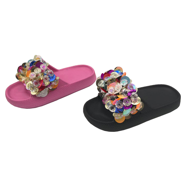 Children's EVA Shoes Solid Color Sole Waterproof Colorful Sequined Slippers