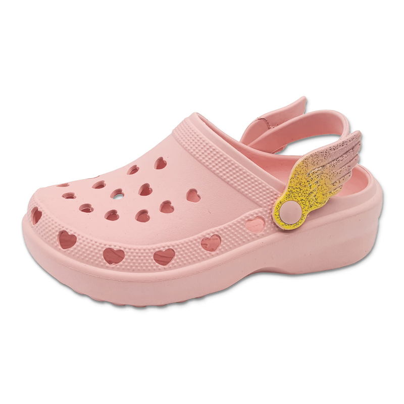 Women's EVA Summer Sandals Heart Shoe Hole Girls Cute Garden Shoes Outdoor Shoelaces with Gradient Colored Wings