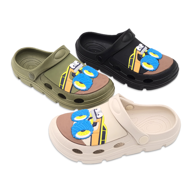 Children's EVA Shoes Solid Color Waterproof Cartoon Car Decoration Slippers