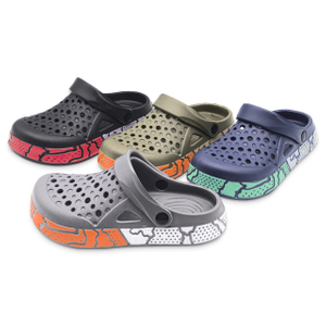 Men's EVA Shoes Contrast Color Sole with Pattern Waterproof Garden Shoes