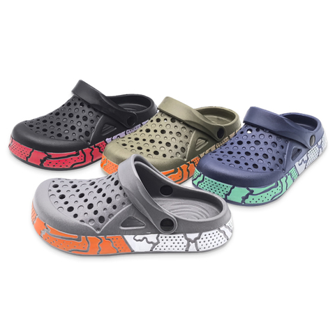 Men's EVA Shoes Contrast Color Sole with Pattern Waterproof Garden Shoes