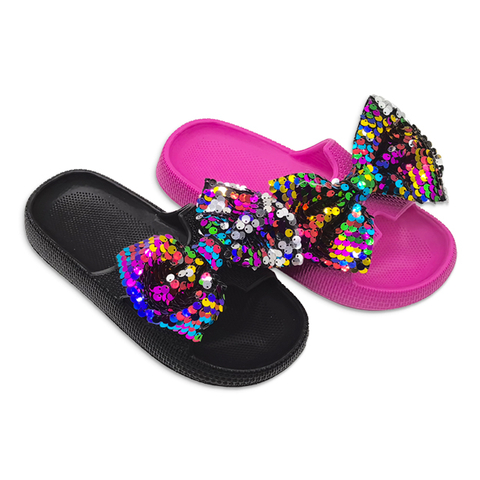 Kids EVA Slippers Cute Shining Bowknot Accessories Slippers Solid Color Home Classic For Girls