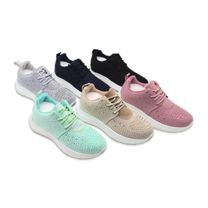 Women's Injection Shoes Flying Knitted Sneakers Breathable Mesh Casual