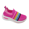 Kid's Injection Shoes Flying Knitted Mesh Thick Soled Fashionable Casual Sneakers with Stripe Decoration