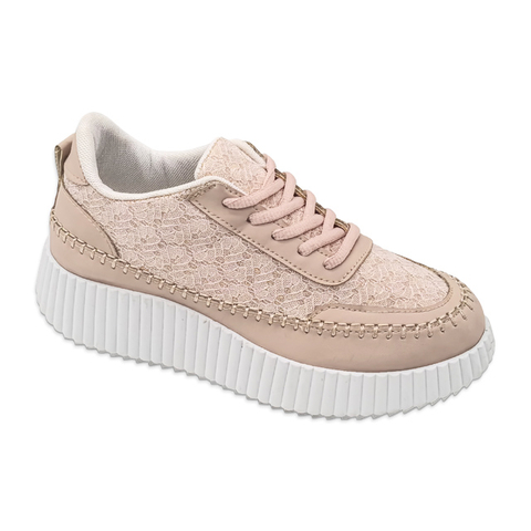 Women's Injection Sneaker Print Shoes with Lace-up Platform Thick Soled Walking Shoes
