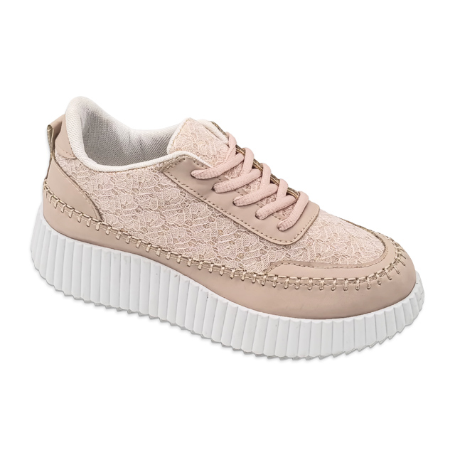 Women's Injection Sneaker Print Shoes with Lace-up Platform Thick Soled Walking Shoes