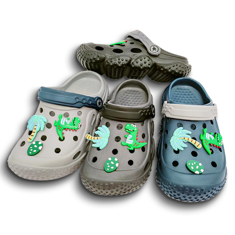 Kid’s EVA Shoes Cute Boys Girls Garden Shoes with Cartoon Dinosaur Button