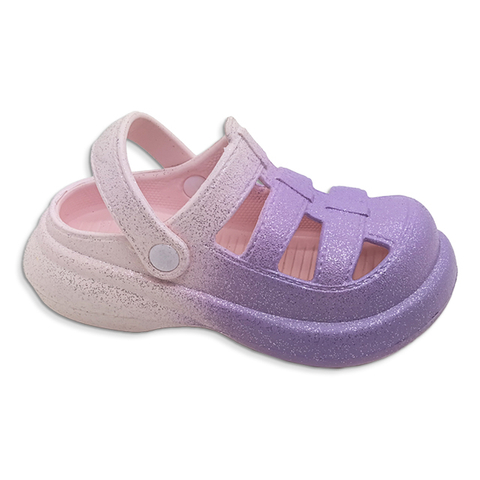 Children's Shoes EVA Closed Toe Sandals Summer Beach Shoes Gradient Color with Glitter