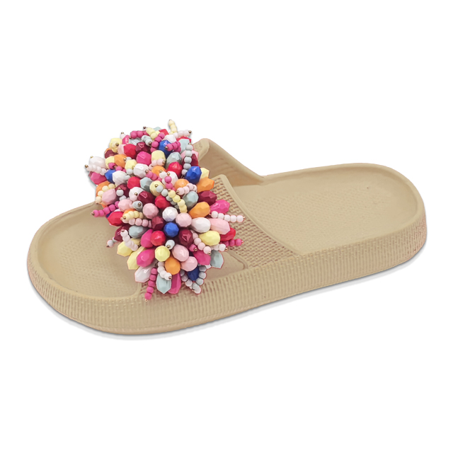 Children's EVA Shoes Solid Color Sole Waterproof Colorful Bead Decoration Slippers
