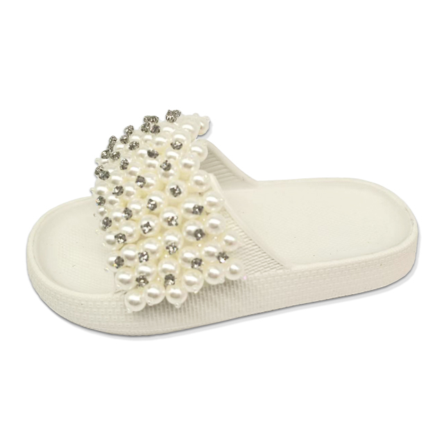 Children's EVA Shoes Solid Color Sole Waterproof Colorful Pearl And Bead Decoration Slippers